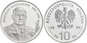 Polen: 10 Zlotych 1996, Stanislaw Mikolajczyk, KM# Y 317, Fischer K (10) 007. Polierte Platte.
 [differenzbesteuert]
Gebotslos, Zuschlag zum Höchstg...