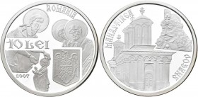 Rumänien: 10 Lei 2007, Kloster von Snagov / The Snagov Monastery. KM# 241. 31,103 g (1 OZ), 999/1000 Silber. Auflage nur 500 Stück mit Zertifikat Nr. ...