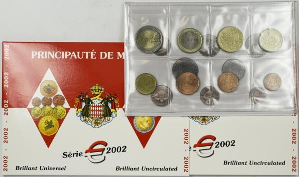 Monaco: Rainier II. 1949-2005: Lot 2 KMS: Lose Münzen 1c - 2 Euro 2001 im Münzst...