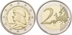 Monaco: Albert II. 2005-,: 2 Euro 2012, 500. Jahrestag der Gründung und Souveränität Monacos - Lucien. In Kapsel, Etui ohne Umkarton und mit Zertifika...