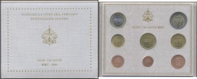 Vatikan: Sede Vacante 2005: Kursmünzensatz 2005 Sede Vacante, papstlose Zeit, 1 Cent bis 2 Euro, im Originalfolder. Sehr gesucht, Auflage 60.000 Ex., ...