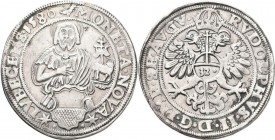 Altdeutschland und RDR bis 1800: Lübeck: Reichstaler zu 32 Schilling 1580 mit Titel Rudolfs II. Hüftbild St. Johannes // Doppeladler. Davenport 9411. ...