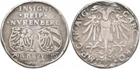 Altdeutschland und RDR bis 1800: Nürnberg: 1/3 Guldengroschen 1527, mit Titel Karl VI. . Zwei Wappenschilde zwischen Inschrift und römischer Jahreszah...