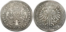 Altdeutschland und RDR bis 1800: Nürnberg: Reichstaler 1624, mit Titel Ferdinands II., vgl. Davenport 5637, vgl. Kellner 231 a, vgl. Slg. Erlanger 418...