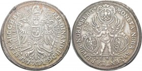 Altdeutschland und RDR bis 1800: Nürnberg: Taler 1628 mit Titel Ferdinand II. Genius zwischen drei Stadtwappen stehend // Gekrönter Doppeladler. Galva...