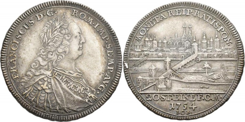 Altdeutschland und RDR bis 1800: Regensburg: ½ Taler 1754. Münzmeister Johann Ch...