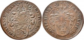 Haus Habsburg: Böhmen, Cu-Rechenpfennig 1619, 24 mm, 3,16 g. KRVSTOF KOBER Z KOBERSSBERKV // IAN THEODOR Z OTTRSDORF. Christoph Kober von Kobersberg (...