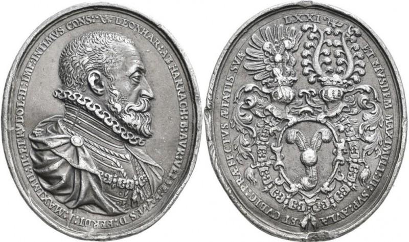 Haus Habsburg: Rudolf II. 1576-1612: Ovale Bleimedaille o.J. (um 1585) vermutlic...