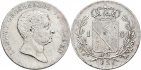 Baden: Ludwig 1818-1830: 1 Gulden 1821, AKS 55, Jaeger 31, fast vorzüglich.
 [differenzbesteuert]