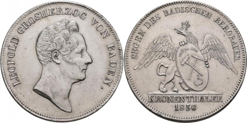 Baden: Karl Leopold Friedrich 1830-1852: Kronentaler 1836, SEGEN DES BADISCHEN B...