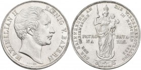 Bayern: Maximilian II. Joseph 1848-1864: Doppelgulden 1855, Mariengulden / Mariensäule, AKS 168, Jaeger 84, vorzüglich.
 [differenzbesteuert]