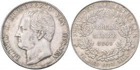 Hessen-Darmstadt: Ludwig II. 1830-1848: Vereinsdoppeltaler 1840 (3½ Gulden Vereinsmünze), AKS 99, Jaeger 40, Kratzer, sehr schön+.
 [differenzbesteue...
