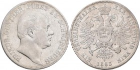 Schwarzburg-Rudolstadt: Friedrich Günther 1807-1867: Vereinstaler 1863, AKS 12, Jaeger 53, sehr schön.
 [differenzbesteuert]