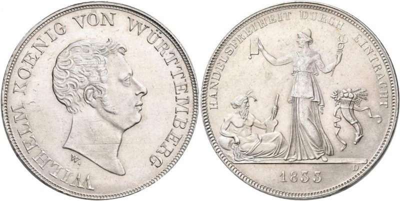 Württemberg: Wilhelm I. 1816-1864: Kronentaler 1833, Handelsfreiheit. Klein/Raff...