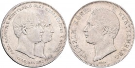 Württemberg: Wilhelm I. 1816-1864: Doppeltaler 1846, Vermählung des Kronprinzen Karl mit Olga, Großfürstin von Rußland, 37,13 g, Klein/Raff 90, AKS 12...