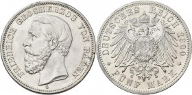 Baden: Friedrich I. 1852-1907: 5 Mark 1900 G, Jaeger 29, Kratzer, Randfehler, sonst vorzüglich.
 [differenzbesteuert]