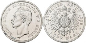 Hessen: Ernst Ludwig 1892-1918: 5 Mark 1895 A, Jaeger 73, Patinafleck, polierte Platte.
 [differenzbesteuert]