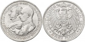 Mecklenburg-Schwerin: Friedrich Franz IV. 1901-1918: 3 Mark 1915 A, Jahrhundertfeier, Jaeger 88, feine Kratzer, vorzüglich - stempelglanz.
 [differen...