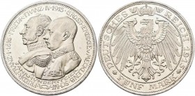Mecklenburg-Schwerin: Friedrich Franz IV. 1897-1918: 5 Mark 1915 A, Jahrhundertfeier, Jaeger 89, polierte Platte.
 [differenzbesteuert]
