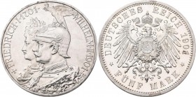Preußen: Wilhelm II. 1888-1918: 5 Mark 1901, 200-Jahr-Feier, Jaeger 106, winz. Randfehler, zaponiert, fast stempelglanz.
 [differenzbesteuert]