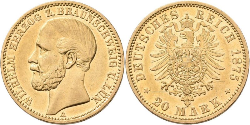 Braunschweig-Lüneburg: Wilhelm 1831-1884: 20 Mark 1875, Jaeger 203. 7,94 g, 900/...