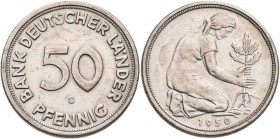 Bundesrepublik Deutschland 1948-2001: 50 Pfennig 1950 G, Bank Deutscher Länder, Jaeger 379, sehr schön.
 [differenzbesteuert]