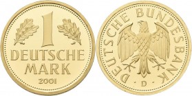 Bundesrepublik Deutschland 1948-2001 - Goldmünzen: Goldmark 2001 D (München), Jaeger 481, in Originalkapsel, 12,0 g, 999/1000 Gold, stempelglanz.
 [z...