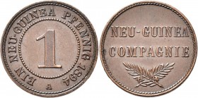 Deutsch-Neuguinea: 1 Neu-Guinea Pfennig 1894 A, Jaeger 702, feine Patina, vorzüglich.
 [differenzbesteuert]