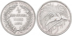 Deutsch-Neuguinea: ½ Neu-Guinea Mark 1894 A, Paradiesvogel, Jaeger 704, Kratzer, sehr schön.
 [differenzbesteuert]