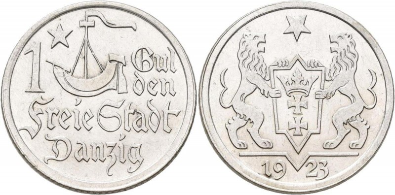 Danzig: 1 Gulden 1923. Jaeger D7. 5,0 g. Silber. Vorzüglich.
 [differenzbesteue...