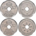 Proben & Verprägungen: Territory of New Guinea (Australian Territory), Lot 2 Münzen: 3 Pence 1937 sowie 6 Pence 1937 mit Monogram Georg (G.R.I - GEORG...
