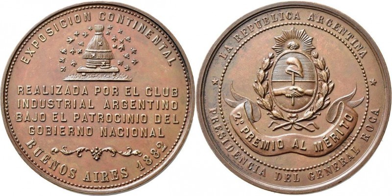 Medaillen alle Welt: Argentinien: Bronzemedaille 1882 von R. Grande. Preismedail...