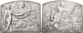 Medaillen alle Welt: Argentinien: Bronzeplakette 1917, versilbert von Constante Rossi, auf den 50. Geburtstag des argentinischen Unternehmers und Poli...