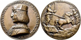 Medaillen alle Welt: Frankreich, Charles VIII. 1483-1498: Bronzegußmedaille o. J. von Niccoló di Forzore Spinelli, genannt Niccoló Fiorentino (1430-15...