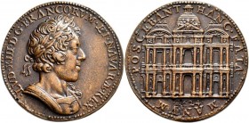 Medaillen alle Welt: Frankreich, Ludwig XIII. 1610-1643: Bronzegussmedaille 1624, von Pierre Regnier, auf den Ausbau des Louvre. Av: geharnischte belo...