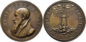Medaillen alle Welt: Frankreich, Michel de L'Hopital 1505-1573:Bronzemedaille o.J., unsigniert, auf seine Kanzlerschaft 1560-1562, Av: Brustbild nach ...