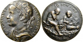 Medaillen alle Welt: Italien-Roma: Bronzegussmedaille 1466, auf den römischen Kaiser Marcus Aurelius (161-180). Modell von Giovanni Baldù (1454-1477)....