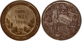 Medaillen alle Welt: Niederlande: 1888, Bronzemedaille in sehr schöner bis vorzüglicher Erhaltung mit einem Elefanten, 2 Löwen und 2 Wappen auf der Vo...