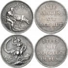 Medaillen alle Welt: Lot 4 Stück: Silbergußmedaillen (Whistmarken) von Loos (signiert mit L bzw. Loos), je ca 28,5 mm und 5,2 g - 5,5 g. 1.) Beflügelt...