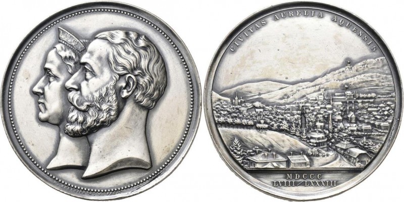 Medaillen Deutschland: Baden, Friedrich I., 1852-1907:Silbermedaille 1883, Stemp...