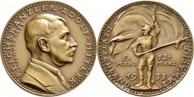 Medaillen Deutschland: Drittes Reich 1933-1945: Bronzemedaille 1933 von Karl Goetz, auf die Machtergreifung durch Adolf Hitler, Kienst 483, 36,2 mm, 1...