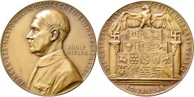 Medaillen Deutschland: Drittes Reich 1933-1945: Bronzemedaille 1934, von K. Goetz. Auf die Schaffung des Einheitsstaates. Brustbild Adolf Hitlers nach...