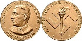 Medaillen Deutschland: Drittes Reich 1933-1945: Bronzene Erinnerungsmedaille für Helfer bei den Olympischen Sommerspiele 1936 in Berlin. 51,3 mm, 63,4...