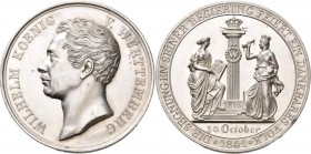 Medaillen Deutschland: Württemberg, Wilhelm I. 1816-1864: Silbermedaille 1841 von H.F. Brandt, auf sein 25-jähriges Regierungsjubiläum, Klein/Raff 140...