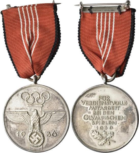 Orden & Ehrenzeichen: Olympische Spiele Berlin 1936: Versilberte AE Medaille (De...