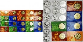 Australien: Olympische Spiele Sydney 2000: Sammlung 26 x 5 Dollars in Aluminium-Bronze in Münzkärtchen sowie 12 x 5 Dollars in Silber in Kapsel mit Ze...