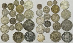 Belgien: Kleines Lot 19 Silbermünzen 1847-1959, dabei auch Congo 5 Francs 1896 und Utrecht 1/4 Gulden 1759.
 [differenzbesteuert]