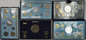 Frankreich: Lot 5 Kursmünzensätze (KMS) 1977-1980.
 [differenzbesteuert]