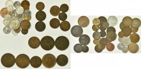 Großbritannien: Kleine Sammlung ca. 60 diverser Münzen, überwiegend GB aber auch Kanada oder Ceylon von Georg III. Bis Queen Elizabeth. Auch ein paar ...