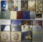 Euromünzen: Lot div. KMS und 2 Euro Gedenkmünzen der Kleinstaaten San Marino (16), Vatikan (6) und Monaco (2).
 [differenzbesteuert]